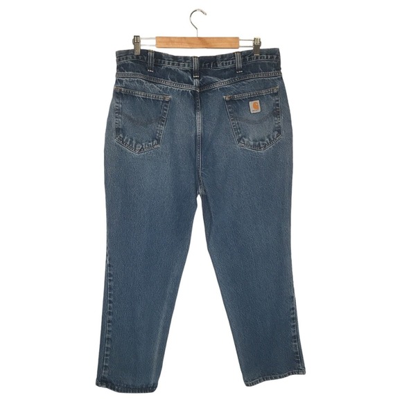 Carhartt Jeans Mens 38X30 Relaxed Fit Straight Leg Medium Wash Denim Blue - Picture 11 of 13